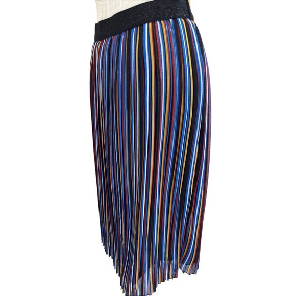 I.N.C International Concepts Colorful Pleated Striped Midi Skirt Size L - Picture 2 of 9